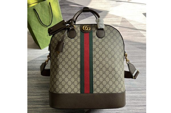 Replica Gucci 724654 Gucci Savoy small bowling tote Bag in Beige and ebony GG Supreme canvas