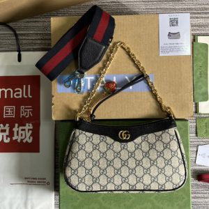 Replica Gucci 735132 Ophidia GG small handbag in Beige and blue GG Supreme canvas