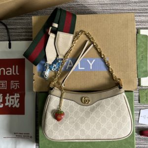 Replica Gucci 735132 Ophidia GG small handbag in Beige and White GG Supreme canvas