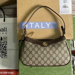 Replica Gucci 735145 Ophidia small handbag in Beige and Ebony GG Supreme canvas