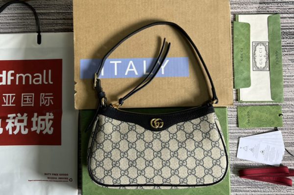 Replica Gucci 735145 Ophidia small handbag in Beige and Blue GG Supreme canvas