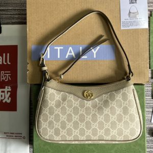 Replica Gucci 735145 Ophidia small handbag in Beige and White GG Supreme canvas