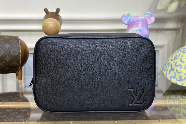 Replica Louis Vuitton M20912 LV toilet pouch bag in Black LV Aerogram cowhide leather