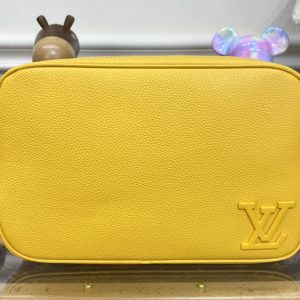 Replica Louis Vuitton M20912 LV toilet pouch bag in Yellow LV Aerogram cowhide leather