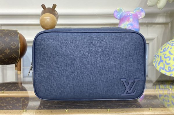 Replica Louis Vuitton M20912 LV toilet pouch bag in Blue LV Aerogram cowhide leather