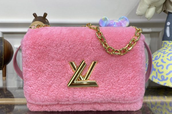 Replica Louis Vuitton M21320 LV Twist MM hand bag in Pink Shearling