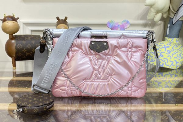 Replica Louis Vuitton M21056 LV Maxi Multi-Pochette Accessoires bag in Silver/Pink Recycled nylon