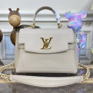 Replica Louis Vuitton M21052 LV Lockme Ever Mini handbag in Beige Grained calf leather