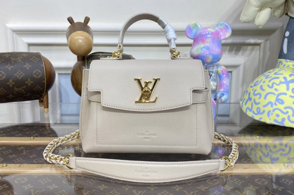 Replica Louis Vuitton M21052 LV Lockme Ever Mini handbag in Beige Grained calf leather