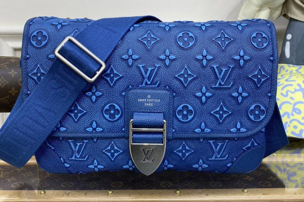 Replica Louis Vuitton M21358 LV Archy Messenger MM bag in Blue Cowhide leather