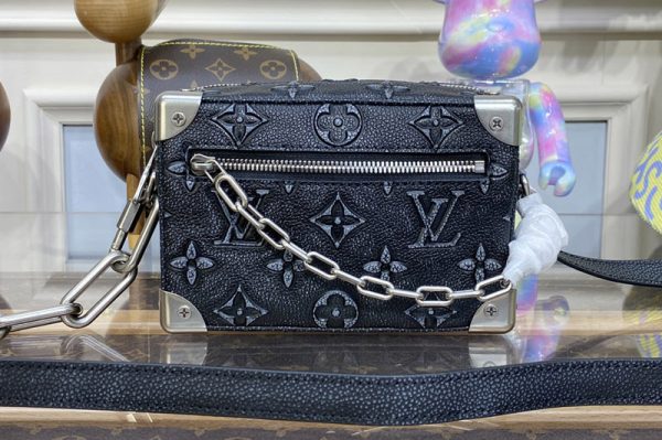 Replica Louis Vuitton M21368 LV Mini Soft Trunk Bag in Black Cowhide leather