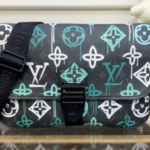 Replica Louis Vuitton M21394 LV Archy Messenger MM bag in LV Graffiti Green Monogram coated canvas