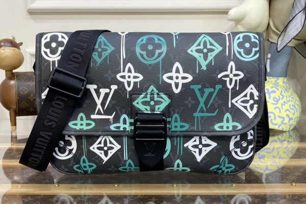 Replica Louis Vuitton M21394 LV Archy Messenger MM bag in LV Graffiti Green Monogram coated canvas