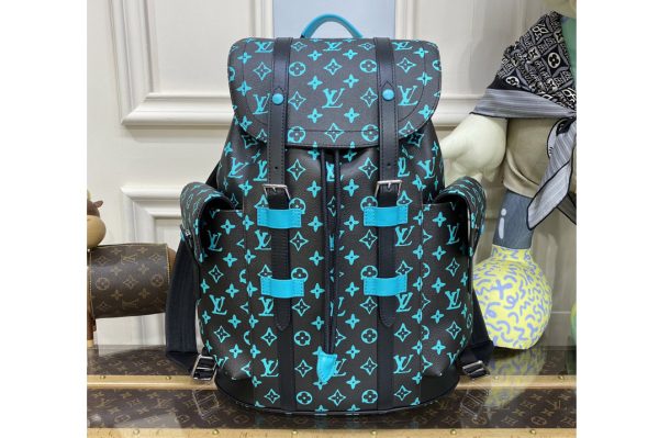 Replica Louis Vuitton M21396 LV Christopher MM backpack in LV Graffiti Monogram Eclipse coated canvas