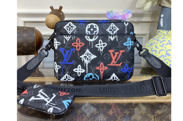 Replica Louis Vuitton M21396 LV Trio Messenger bag in Monogram Eclipse canvas with the Monogram Blossoms