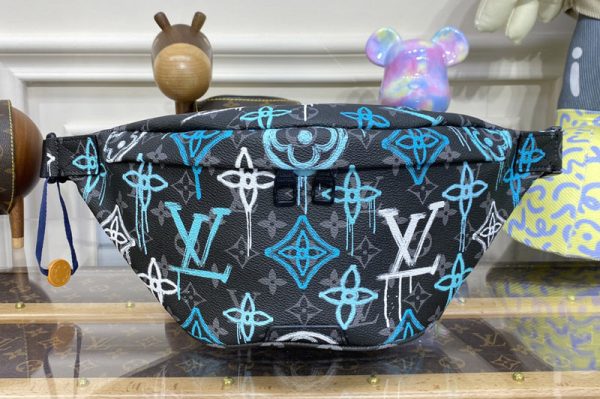 Replica Louis Vuitton M21397 LV Discovery Bumbag Bag in LV Graffiti Monogram Eclipse coated canvas