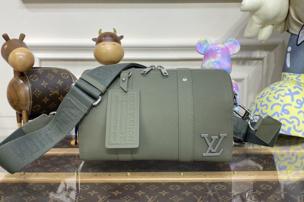 Replica Louis Vuitton M21437 LV City Keepall Bag in Khaki LV Aerogram cowhide leather