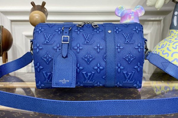 Replica Louis Vuitton M21448 LV City Keepall Bag in Blue Cowhide leather