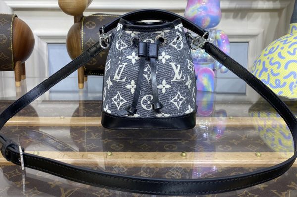 Replica Louis Vuitton M46449 LV Noe Bucket bag in Gray Denim textile jacquard