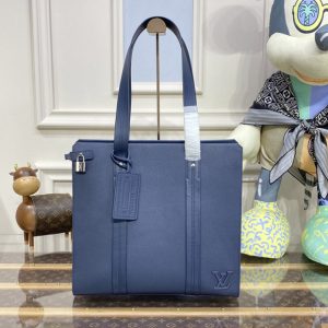 Replica Louis Vuitton M21542 LV Takeoff Cabas tote bag in Navy Blue LV Aerogram cowhide leather