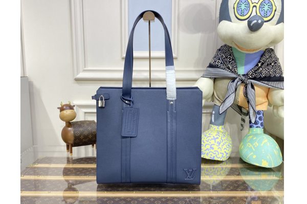 Replica Louis Vuitton M21542 LV Takeoff Cabas tote bag in Navy Blue LV Aerogram cowhide leather