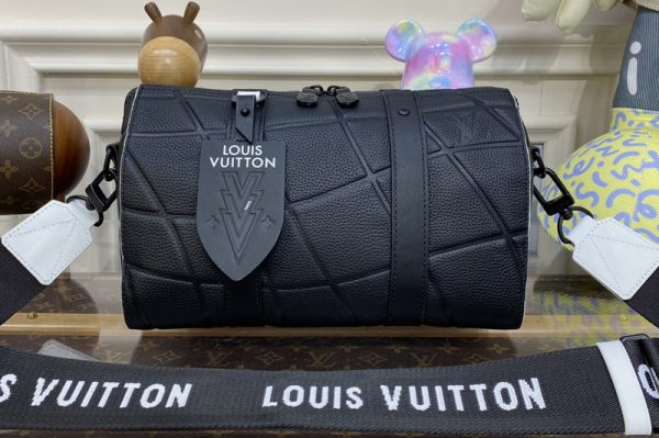 Replica Louis Vuitton M21543 LV City Keepall bag in Black Taurillon calf leather