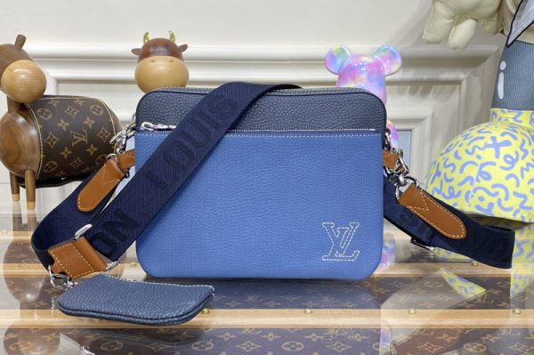 Replica Louis Vuitton M21544 LV Trio Messenger bag in Denim Blue Taurillon leather