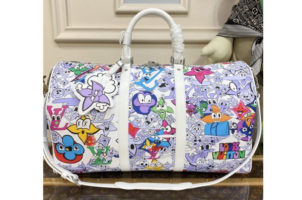 Replica Louis Vuitton M21863 LV Keepall Bandouliere 50 Bag in Multicolor Monogram Comics coated canvas