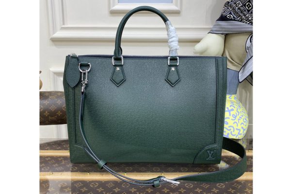 Replica Louis Vuitton M30856 LV Slim Briefcase Bag in Green Taiga cowhide leather