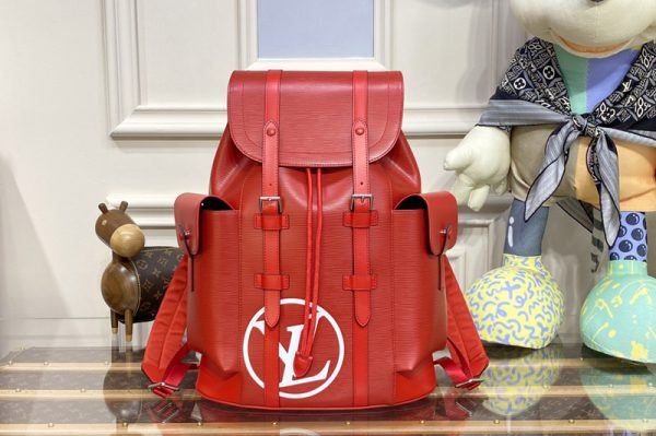 Replica Louis Vuitton M41079 LV Christopher PM backpack in Red Epi Leather