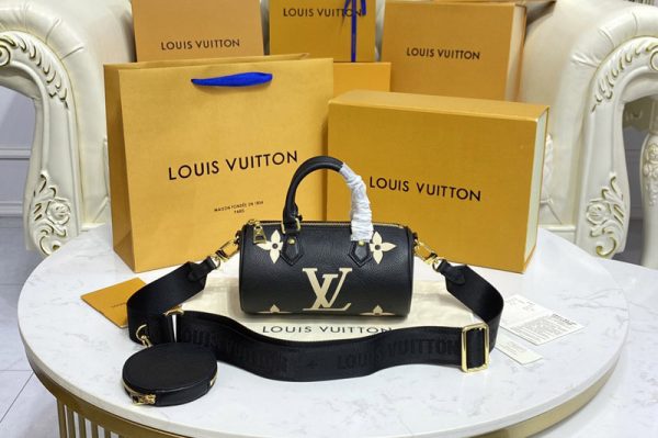 Replica Louis Vuitton M45980 LV Papillon BB bag in Black/Beige Monogram Empreinte leather