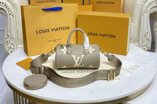 Replica Louis Vuitton M46031 LV Papillon BB bag in Gray/Beige Monogram Empreinte leather