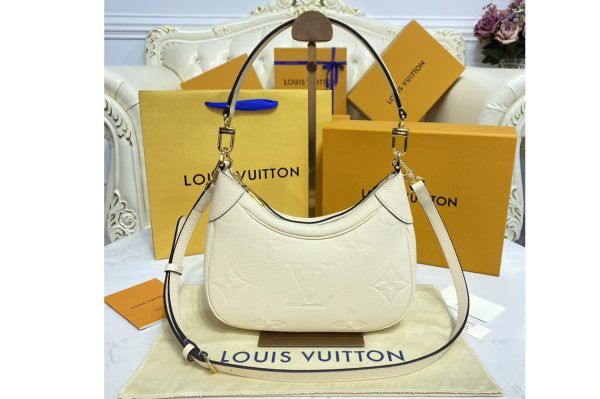 Replica Louis Vuitton M46099 LV Bagatelle mini hobo Bag in Beige Monogram Empreinte leather