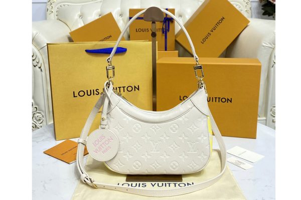 Replica Louis Vuitton M46099 LV Bagatelle mini hobo Bag in Beige Monogram Empreinte leather