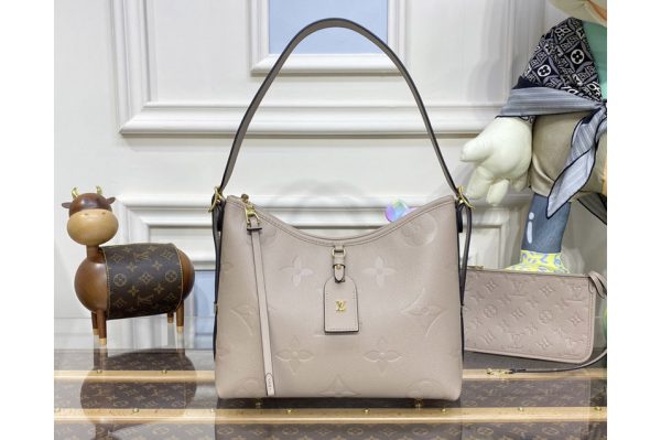 Replica Louis Vuitton M46288 LV CarryAll PM Bag in Gray embossed leather