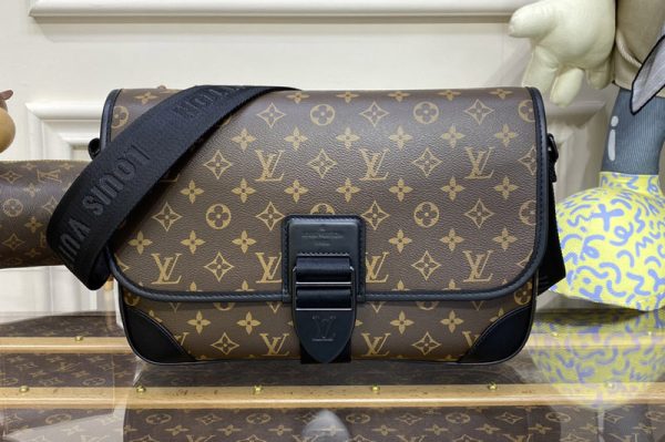 Replica Louis Vuitton M46328 LV Archy Messenger MM bag in Monogram Macassar coated canvas