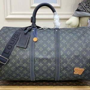 Replica Louis Vuitton M46334 LV Keepall Bandouliere 50 Bag in Dark Green Monogram coated canvas