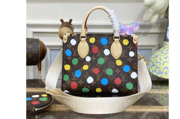 Replica Louis Vuitton M46380 LV LVxYK OnTheGo PM Bag in Monogram coated canvas with 3D Painted Dots print