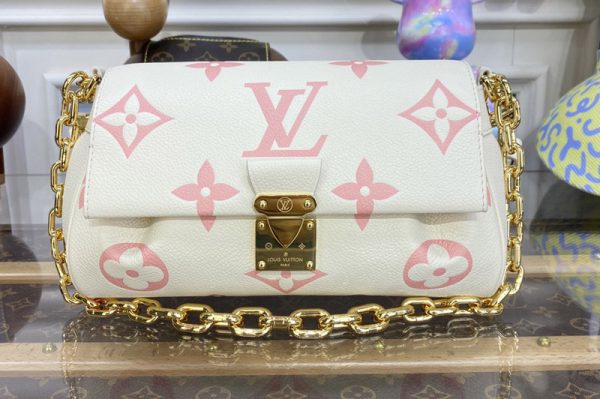 Replica Louis Vuitton M46393 LV Favorite handbag in Beige/Pink Monogram Empreinte leather