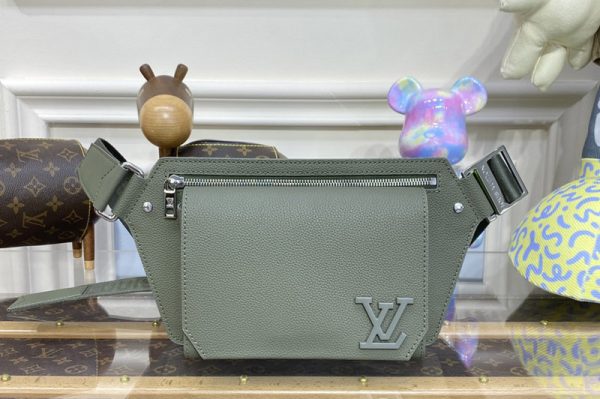 Replica Louis Vuitton M57081 LV Takeoff Sling Bag in Green grained calf leather