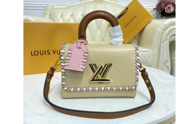 Replica Louis Vuitton M57537 LV Twist PM Bag in Beige Epi Leather