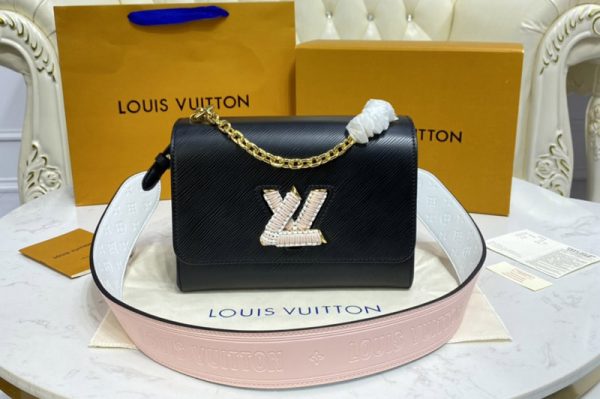 Replica Louis Vuitton M20681 LV Twist MM handbag in Black Epi grained leather