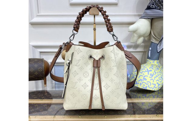 Replica Louis Vuitton M55801 LV Muria bucket bag in Cream Mahina perforated calf leather