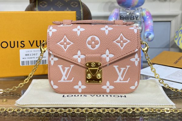 Replica Louis Vuitton M81389 LV Micro Metis bag in Pink/Cream Monogram Empreinte leather