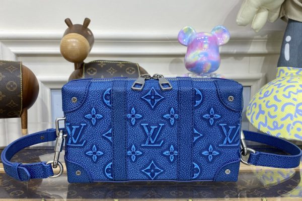 Replica Louis Vuitton M81776 LV Soft Trunk Bag in Blue Cowhide leather