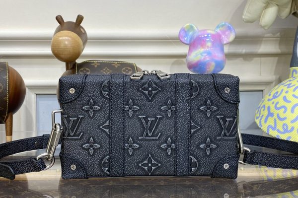 Replica Louis Vuitton M81776 LV Soft Trunk Bag in Black Cowhide leather