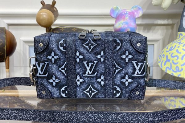 Replica Louis Vuitton M81776 LV Soft Trunk Bag in Charcoal Cowhide leather