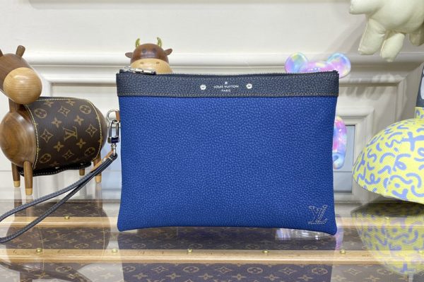 Replica Louis Vuitton M81781 LV Pochette To-Go in Denim Blue Taurillon leather