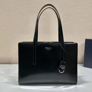 Replica Prada 1BA350 Prada Re-Edition 1995 brushed-leather medium handbag in Black Leather