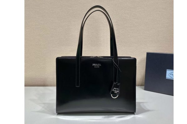 Replica Prada 1BA350 Prada Re-Edition 1995 brushed-leather medium handbag in Black Leather